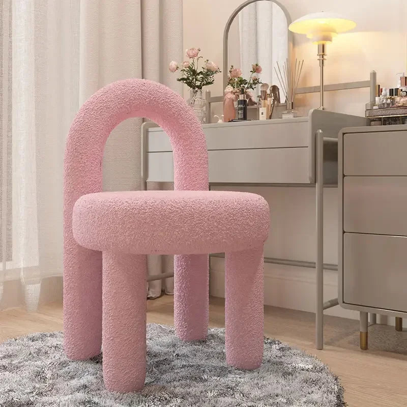 Nordic Bedroom Makeup Chair Living Room Furniture Armchair Backrest Dining Chair Creative Designer Flannelette Leisure Chairs