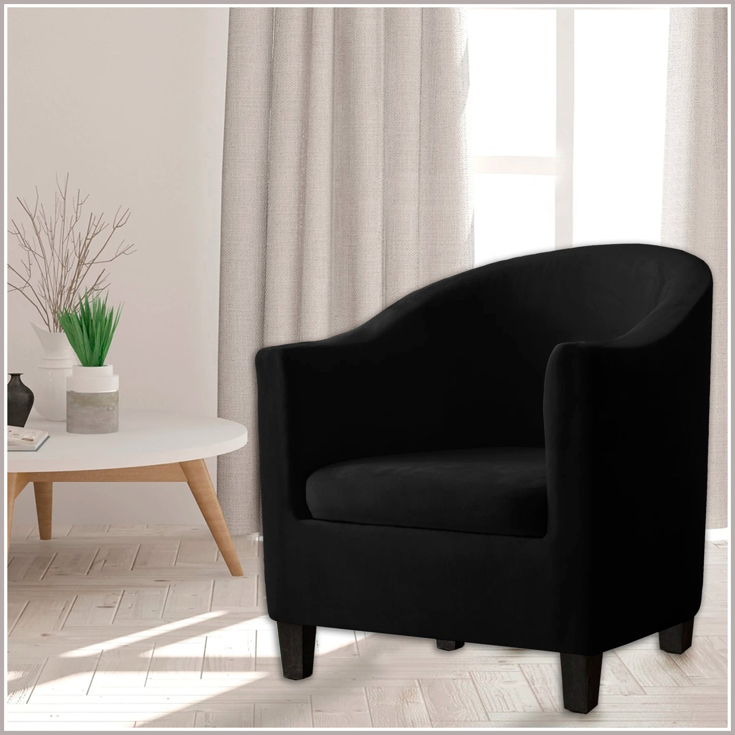 SHENGYIJING Piece Velvet Tub Chair Covers for Armchairs,Spandex Tub Chair Slipcovers,Stretch Tub Chair Slipcover Furniture Pro