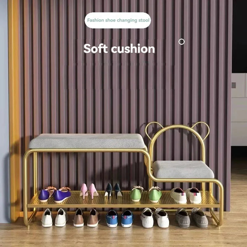Simple shoe changing stool, modern shoe cabinet at home entrance, integrated soft bag cushion, children's shoe changing stool