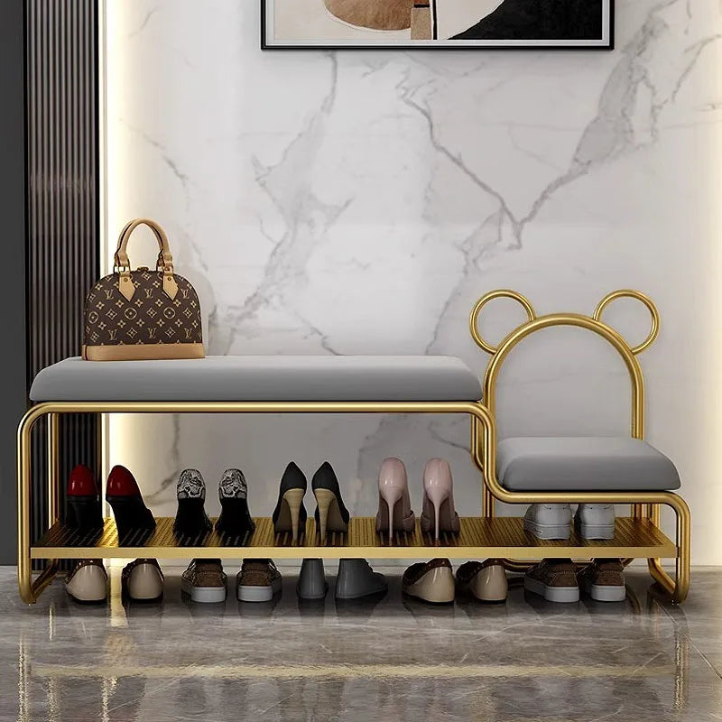 Simple shoe changing stool, modern shoe cabinet at home entrance, integrated soft bag cushion, children's shoe changing stool