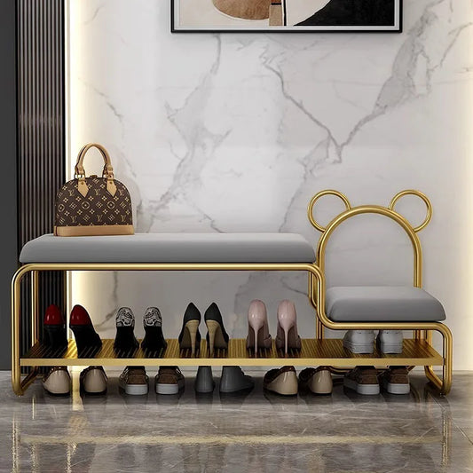 Simple shoe changing stool, modern shoe cabinet at home entrance, integrated soft bag cushion, children's shoe changing stool
