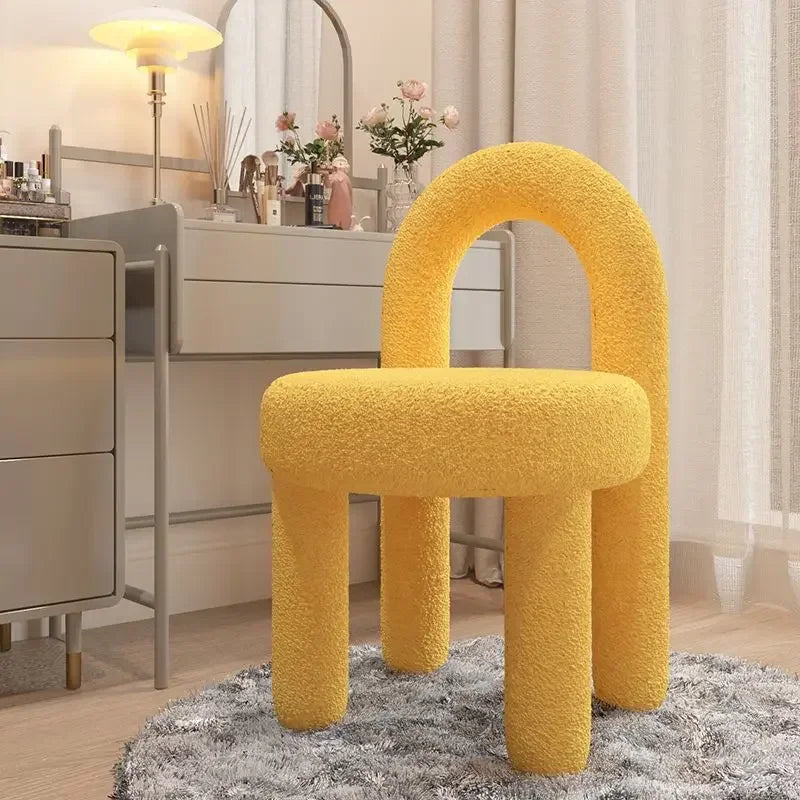 Nordic Bedroom Makeup Chair Living Room Furniture Armchair Backrest Dining Chair Creative Designer Flannelette Leisure Chairs