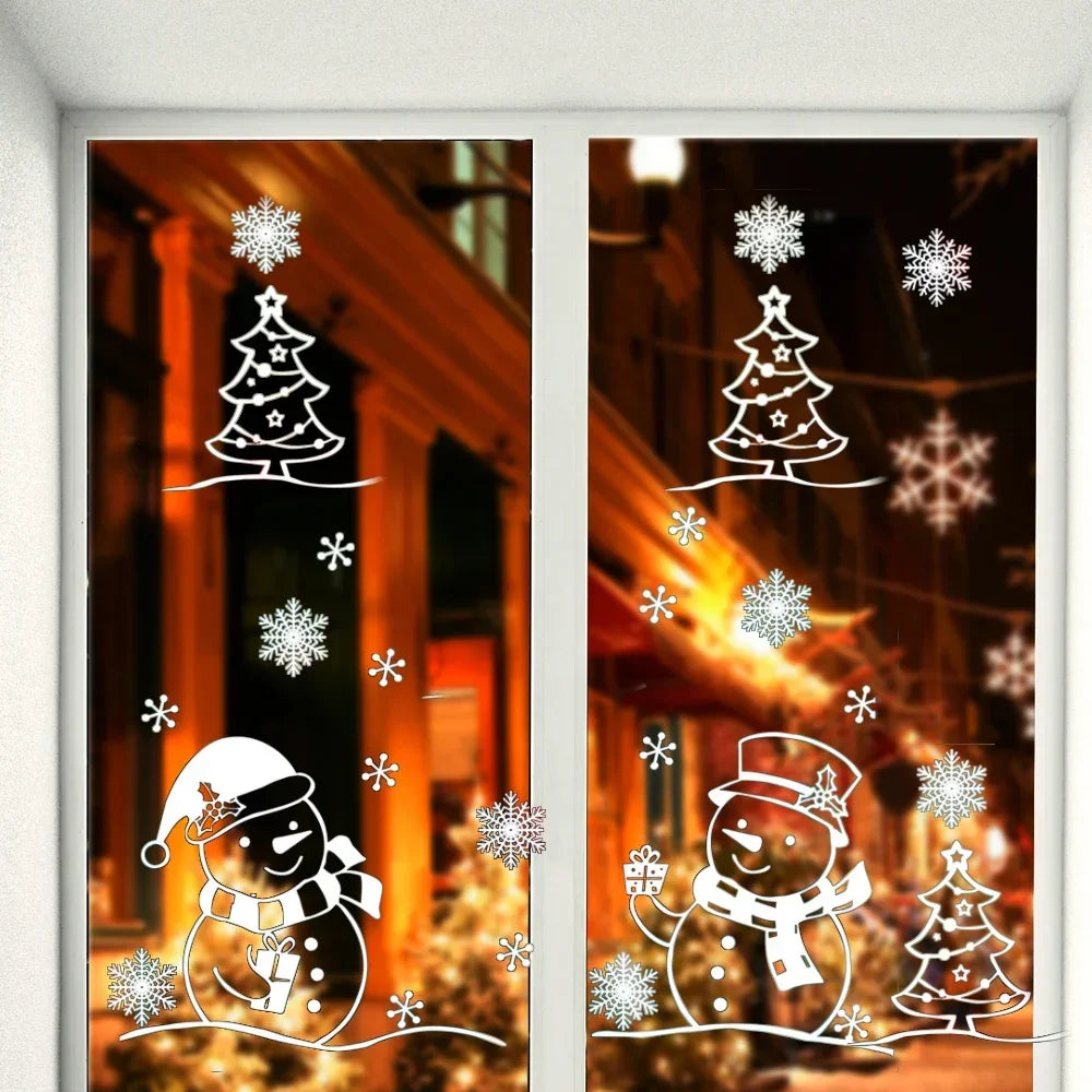 Christmas Santa Claus Snowflake Glass Windows New Year Sticker Wall Decals Wallpaper Wall Stickers Living Room Home Decor Mural