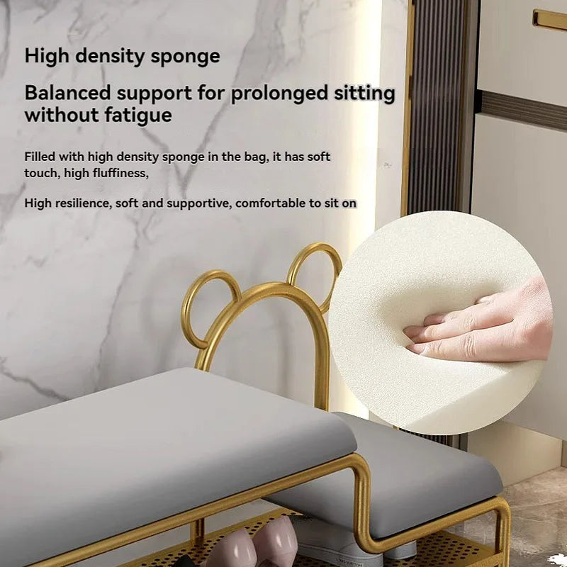 Simple shoe changing stool, modern shoe cabinet at home entrance, integrated soft bag cushion, children's shoe changing stool