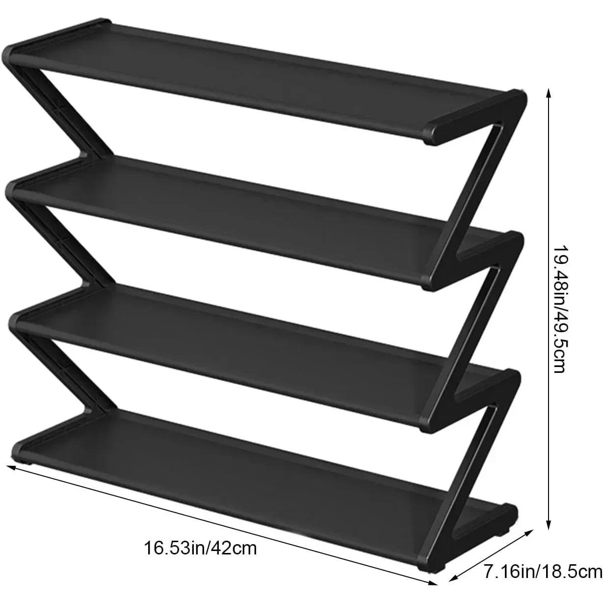 Stable Shoe Storage Rack 4 Tiers Easy Installation Shoe Shelf Free Standing Large Capacity Z-shaped Home Entryway Shoe Organizer