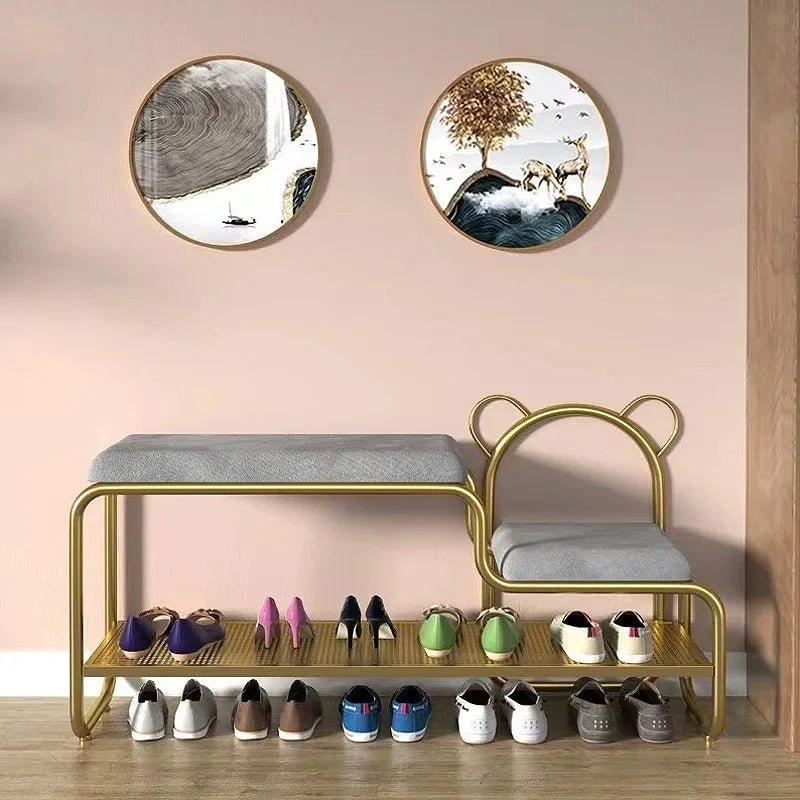 Simple shoe changing stool, modern shoe cabinet at home entrance, integrated soft bag cushion, children's shoe changing stool
