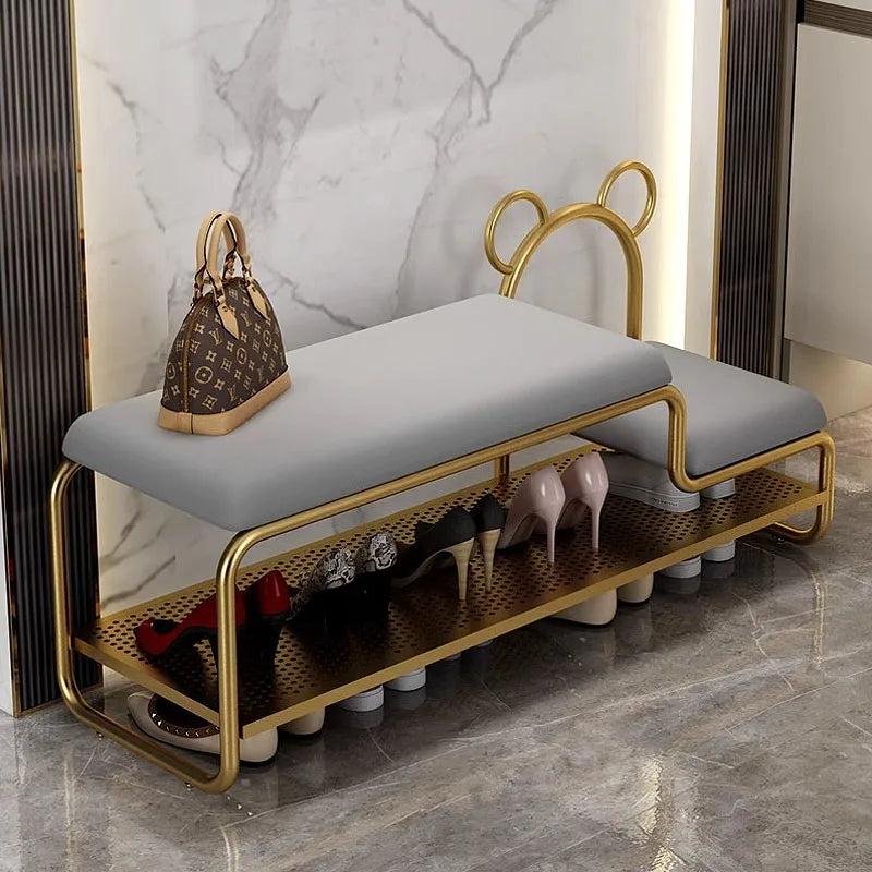 Simple shoe changing stool, modern shoe cabinet at home entrance, integrated soft bag cushion, children's shoe changing stool