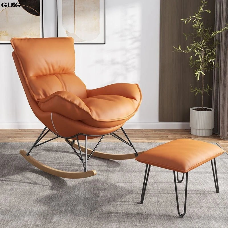 GUIG Rocking Chair Lounger Lounger Home Light Luxury Rocking Chair Living Room Nap Balcony Single Sofa Chair Hot New