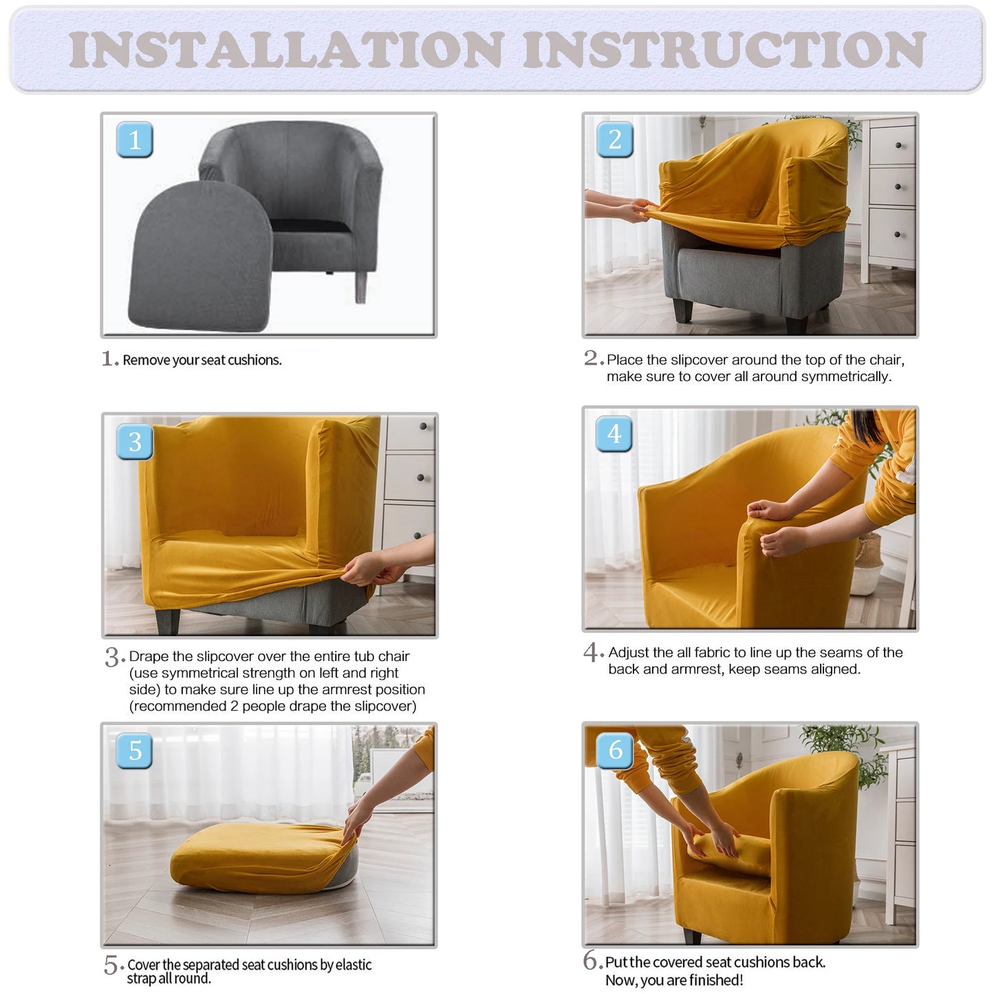 SHENGYIJING Piece Velvet Tub Chair Covers for Armchairs,Spandex Tub Chair Slipcovers,Stretch Tub Chair Slipcover Furniture Pro
