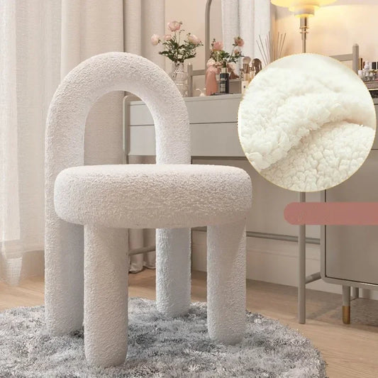 Nordic Bedroom Makeup Chair Living Room Furniture Armchair Backrest Dining Chair Creative Designer Flannelette Leisure Chairs