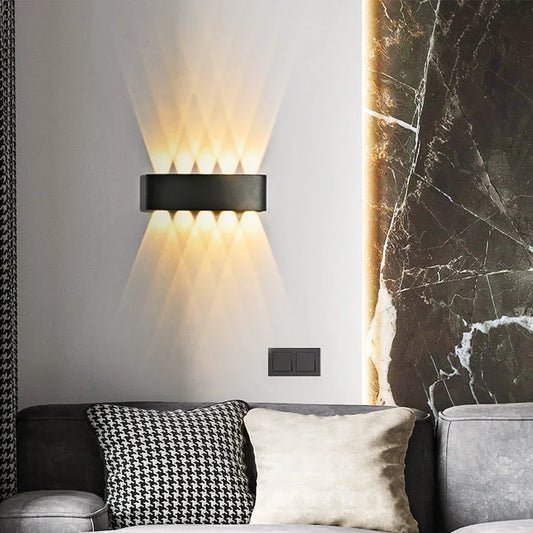 IP65 Waterproof Wall Lamp Modern LED Wall Lights for Outdoor Garden Sconce Living Room Background Decor Black Spotlight Lighting