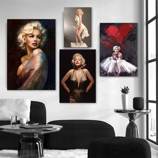 Elegant Marilyn Monroe Canvas Wall Art  Classic Movie Star Portraits for Living Room Decor Sexy Iconic Posters  Prints Home Deco