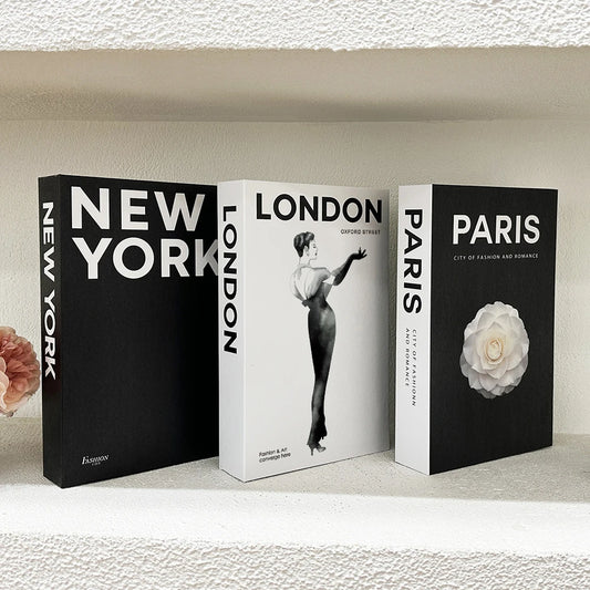 Fashion Citys Fake Books for Decoration Coffee Table Modern Home Decoration Books Simplicity Display Book Paris London New York